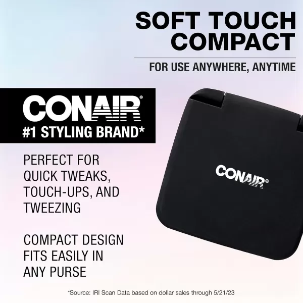 Conair Lighted Makeup Mirror, 12X Magnifying Mirror with Suction Cup, Compact Mirror, Travel Mirror with Light, Magnetic Mirror, Battery Operated in White