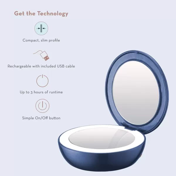 Conair Lighted Makeup Mirror, 12X Magnifying Mirror with Suction Cup, Compact Mirror, Travel Mirror with Light, Magnetic Mirror, Battery Operated in White