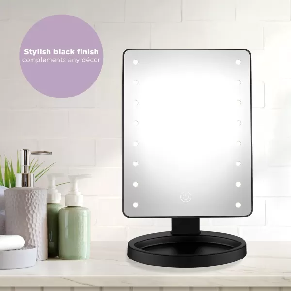 Conair Lighted Makeup Mirror, Tabletop Mirror, LED Vanity Mirror, Battery Operated in Black