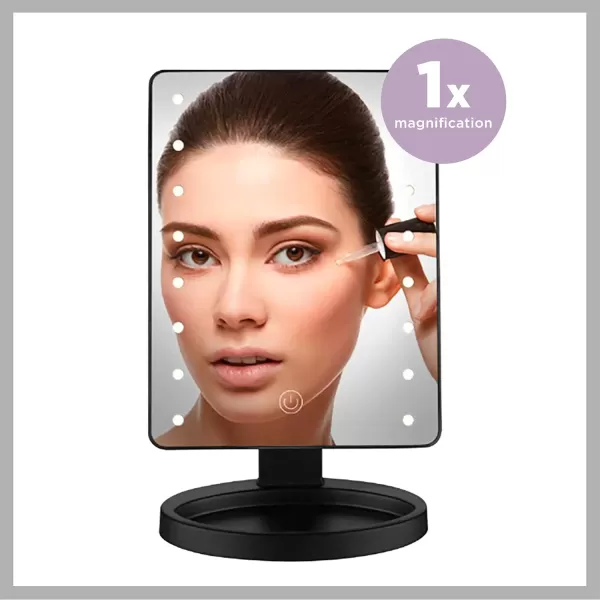 Conair Lighted Makeup Mirror, Tabletop Mirror, LED Vanity Mirror, Battery Operated in Black