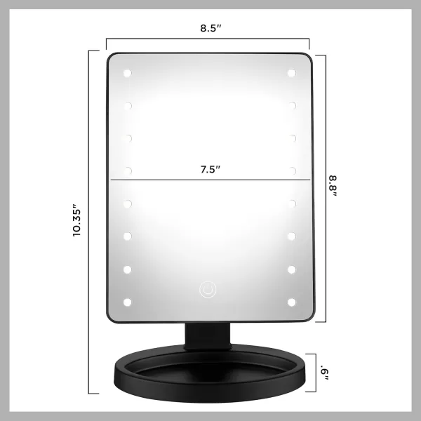 Conair Lighted Makeup Mirror, Tabletop Mirror, LED Vanity Mirror, Battery Operated in Black