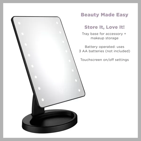 Conair Lighted Makeup Mirror, Tabletop Mirror, LED Vanity Mirror, Battery Operated in Black