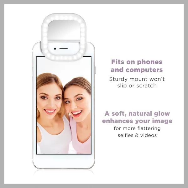 Conair Lighted Makeup Mirror with 10X Spot Magnification and Phone Holder, Portable Mirror, LED Makeup Mirror with Lights, 1X/10X Magnifying Mirror, Battery Operated in Glossy White