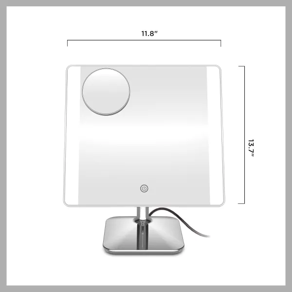 Conair Lighted Makeup Mirror with 10X Spot Magnification and Phone Holder, Portable Mirror, LED Makeup Mirror with Lights, 1X/10X Magnifying Mirror, Battery Operated in Glossy White