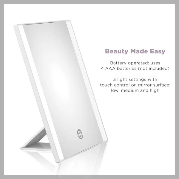Conair Lighted Makeup Mirror with 5X Spot Magnification, LED Vanity Mirror, 1X/5X Magnifying Mirror, Foldable Mirror with Case, Rechargeable in White