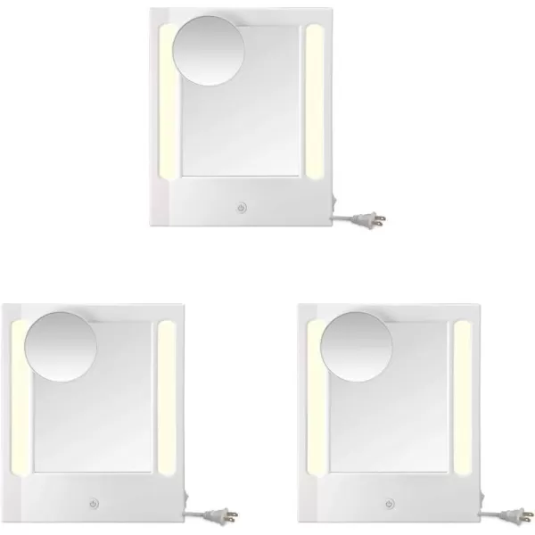Conair Lighted Makeup Mirror with 5X Spot Magnification, LED Vanity Mirror, 1X/5X Magnifying Mirror, Tabletop Mirror, Corded in Glossy White)