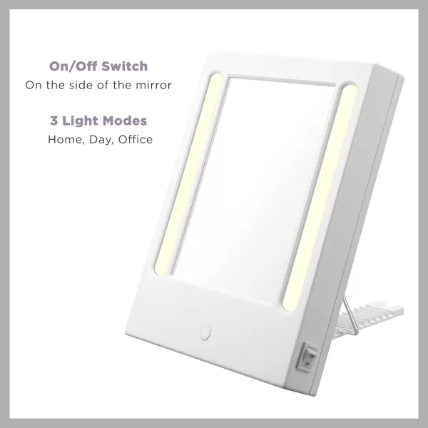 Conair Lighted Makeup Mirror with 5X Spot Magnification, LED Vanity Mirror, 1X/5X Magnifying Mirror, Tabletop Mirror, Corded in Glossy White)