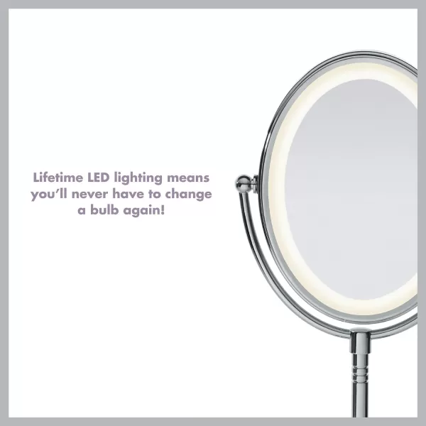 Conair Lighted Makeup Mirror with Magnification, Oval Mirror, LED Vanity Mirror, 1X/7X Magnifying Mirror, Double Sided Mirror, Corded in Polished Chrome