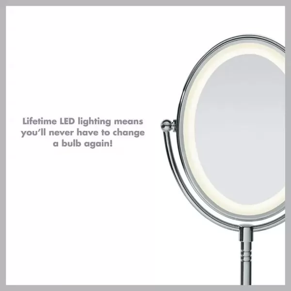 Conair Lighted Makeup Mirror with Magnification, Oval Mirror, LED Vanity Mirror, 1X/7X Magnifying Mirror, Double Sided Mirror, Corded in Polished Chrome