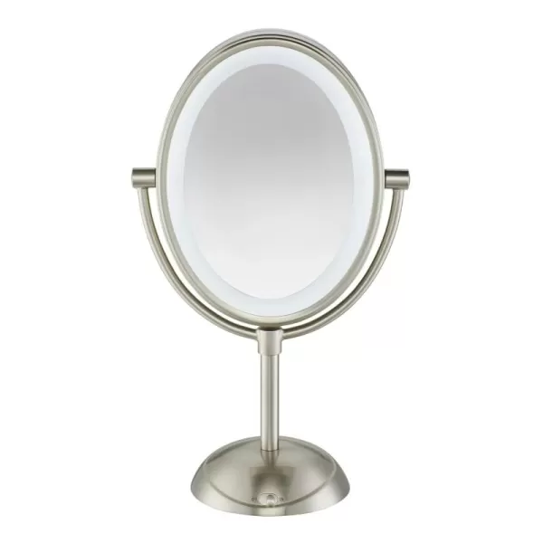 Conair Lighted Makeup Mirror with Magnification, Oval Mirror, LED Vanity Mirror, 1X/7X Magnifying Mirror, Double Sided Mirror, Corded in Polished Chrome