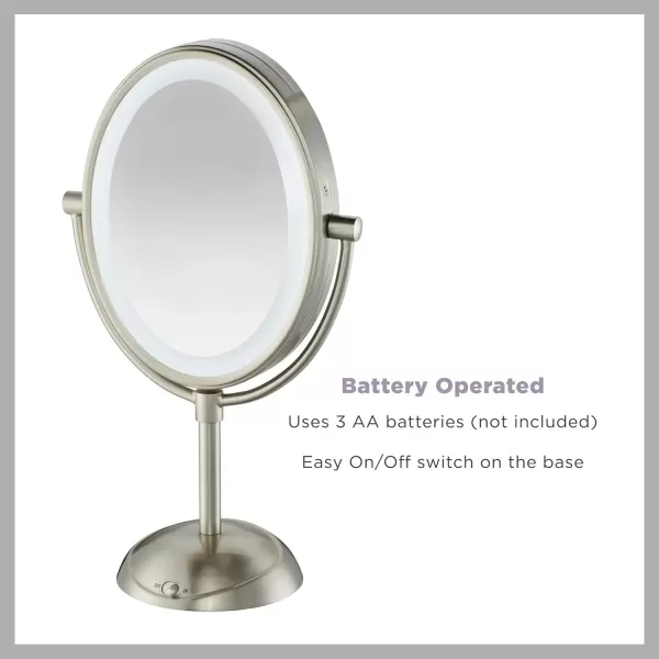 Conair Lighted Makeup Mirror with Magnification, Oval Mirror, LED Vanity Mirror, 1X/7X Magnifying Mirror, Double Sided Mirror, Corded in Polished Chrome