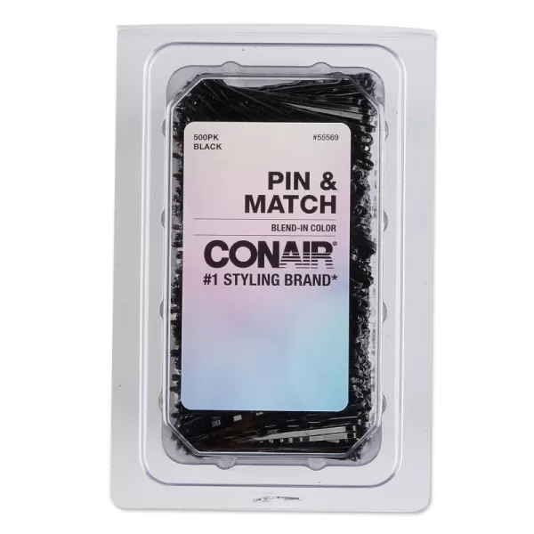 Conair Pin &amp; Match Bobby Hair Pins, Black Bobby Pins packed inside a Storage Container, 75ct Black)