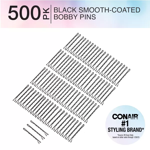 Conair Pin &amp; Match Bobby Hair Pins, Black Bobby Pins packed inside a Storage Container, 75ct Black)