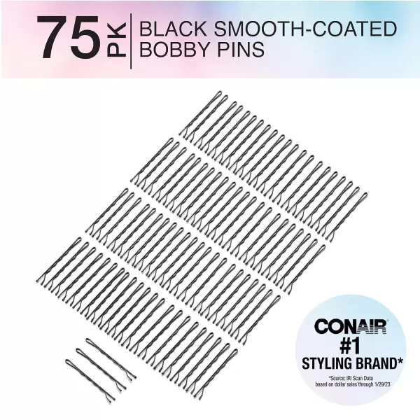 Conair Pin &amp; Match Bobby Hair Pins, Black Bobby Pins packed inside a Storage Container, 75ct Black)