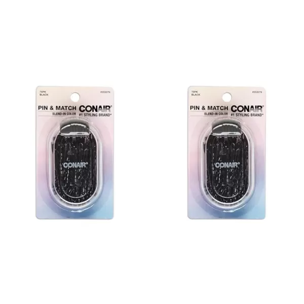 Conair Pin &amp; Match Bobby Hair Pins, Black Bobby Pins packed inside a Storage Container, 75ct Black)