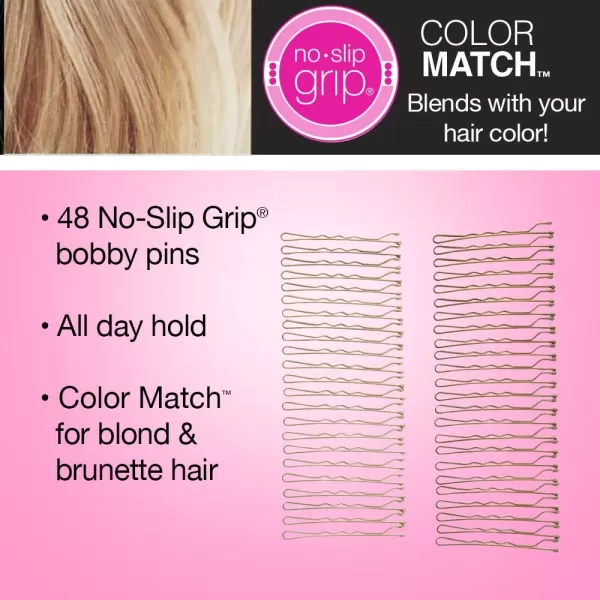 Conair Pin &amp; Match Bobby Hair Pins, Black Bobby Pins packed inside a Storage Container, 75ct Blonde)