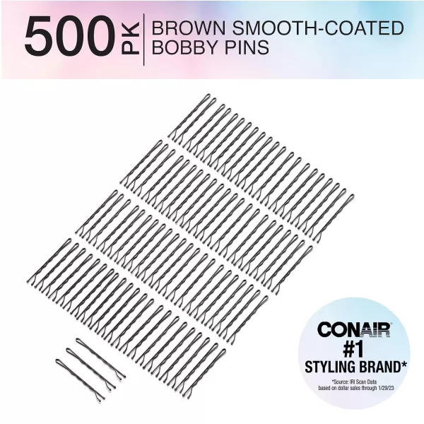 Conair Pin &amp; Match Bobby Hair Pins, Black Bobby Pins packed inside a Storage Container, 75ct Brown)