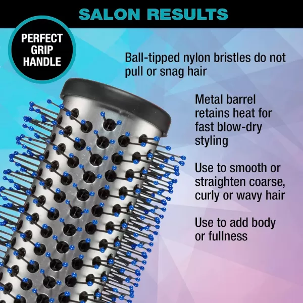 Conair Salon Results Professional Large Hot Curling Round Hair Brush with Nylon Bristles and Rubber-Grip Handle for Blow-Dry Styling , 1 Count