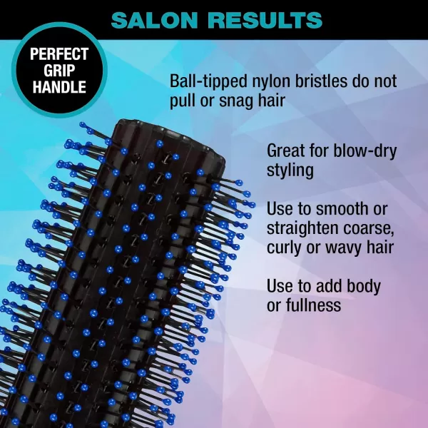 Conair Salon Results Professional Large Hot Curling Round Hair Brush with Nylon Bristles and Rubber-Grip Handle for Blow-Dry Styling , 1 Count