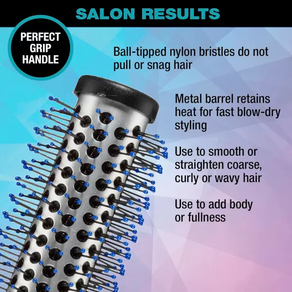 Conair Salon Results Professional Large Hot Curling Round Hair Brush with Nylon Bristles and Rubber-Grip Handle for Blow-Dry Styling , 1 Count