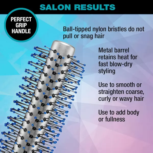 Conair Salon Results Professional Large Hot Curling Round Hair Brush with Nylon Bristles and Rubber-Grip Handle for Blow-Dry Styling , 1 Count