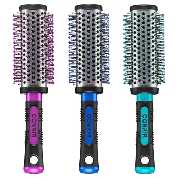 Conair Salon Results Professional Large Hot Curling Round Hair Brush with Nylon Bristles and Rubber-Grip Handle for Blow-Dry Styling , 1 Count