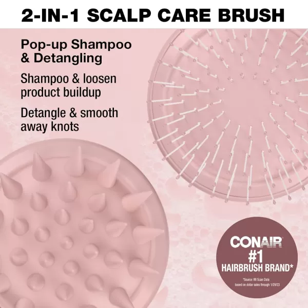 Conair Scalp Massager and Detangling Brush, Ideal for Use on Wet Hair, Clear Light Blue, 1 Count