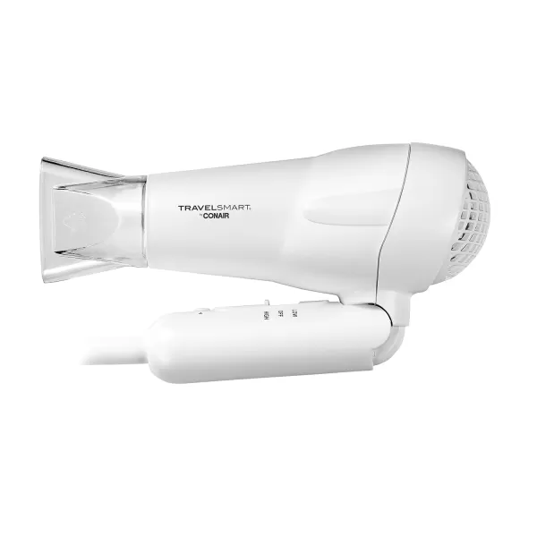 Conair Travel Hair Dryer, Mini Hair Dryer, 1200-Watt Ceramic Travel Blow Dryer in White by Travel Smart, White)