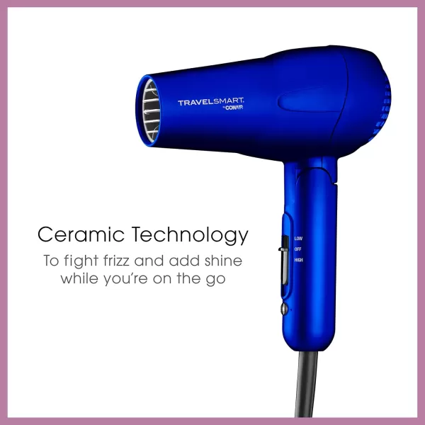 Conair Travel Hair Dryer, Mini Hair Dryer, 1200-Watt Ceramic Travel Blow Dryer in White by Travel Smart, White)