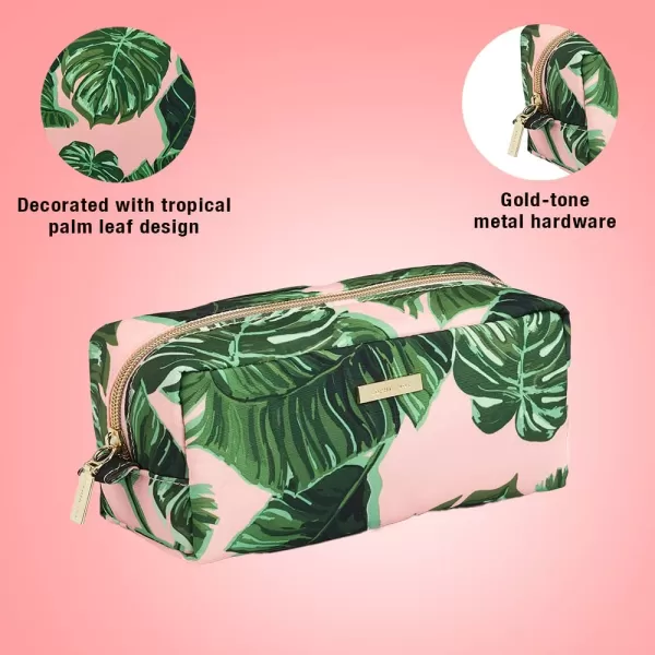 Conair Travel Makeup Bag, Large Toiletry and Cosmetic Bag with Internal Organizer, Perfect for Weekend Getaways or Long Vacations, Weekender Shape in Pink Palm Print