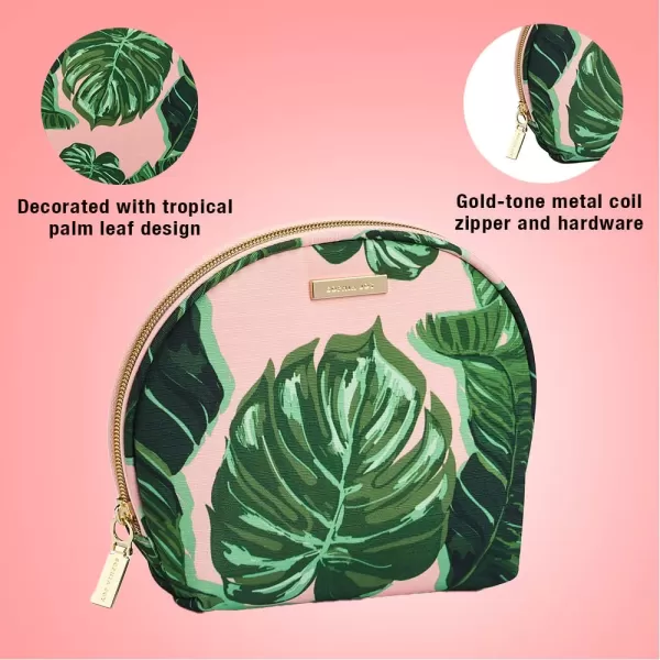 Conair Travel Makeup Bag, Large Toiletry and Cosmetic Bag with Internal Organizer, Perfect for Weekend Getaways or Long Vacations, Weekender Shape in Pink Palm Print
