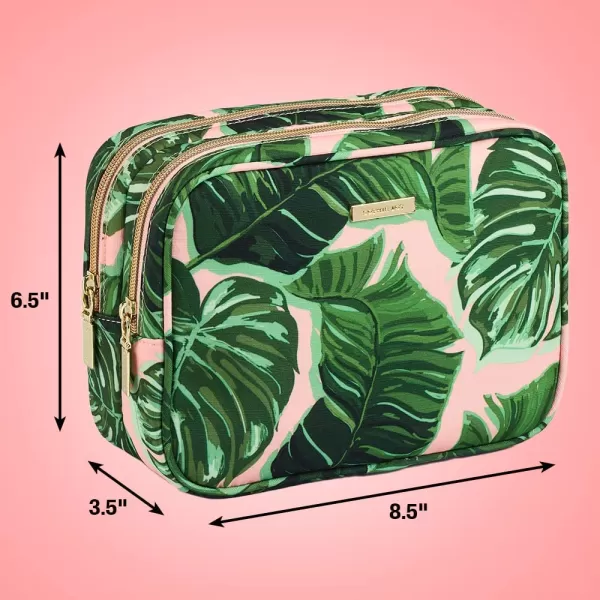 Conair Travel Makeup Bag, Large Toiletry and Cosmetic Bag with Internal Organizer, Perfect for Weekend Getaways or Long Vacations, Weekender Shape in Pink Palm Print