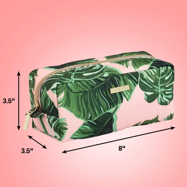 Conair Travel Makeup Bag, Large Toiletry and Cosmetic Bag with Internal Organizer, Perfect for Weekend Getaways or Long Vacations, Weekender Shape in Pink Palm Print