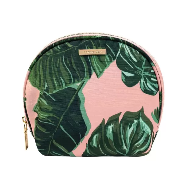 Conair Travel Makeup Bag, Large Toiletry and Cosmetic Bag with Internal Organizer, Perfect for Weekend Getaways or Long Vacations, Weekender Shape in Pink Palm Print