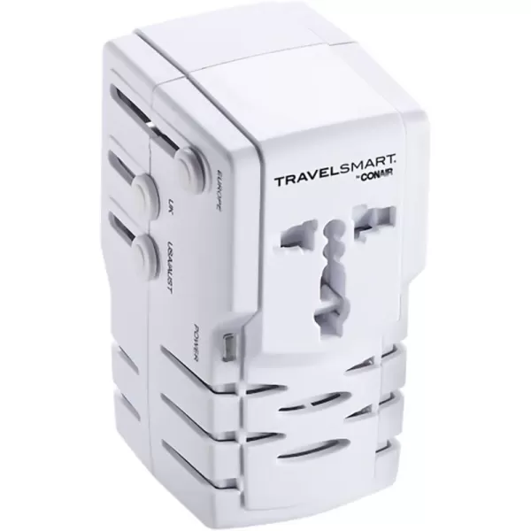 Conair Universal Travel Adapter with USB, European Plug Adapter with Surge Protection, All-in-One Travel Adapter Worldwide