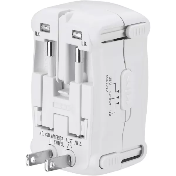 Conair Universal Travel Adapter with USB, European Plug Adapter with Surge Protection, All-in-One Travel Adapter Worldwide