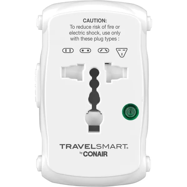 Conair Universal Travel Adapter with USB, European Plug Adapter with Surge Protection, All-in-One Travel Adapter Worldwide