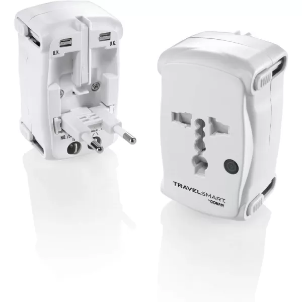 Conair Universal Travel Adapter with USB, European Plug Adapter with Surge Protection, All-in-One Travel Adapter Worldwide