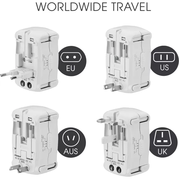 Conair Universal Travel Adapter with USB, European Plug Adapter with Surge Protection, All-in-One Travel Adapter Worldwide