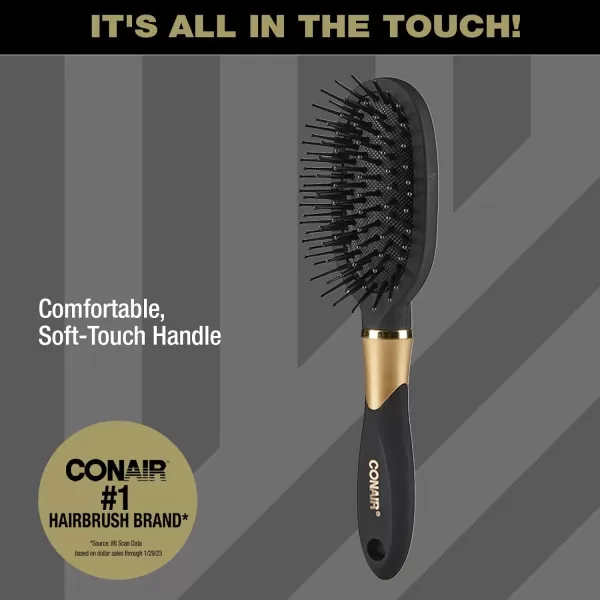 Conair Velvet Touch Hairbrush for Thick Hair, Detangler Brush with Nylon Bristles, Color May Vary, 1 Count