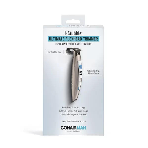 ConairMAN Beard Trimmer for Men, for Face and Mustache, Wet/Dry Beard and Stubble Trimmer, Flex Contouring Head with 15 Precise Settings and Premium Etched Blades, Cord/Cordless