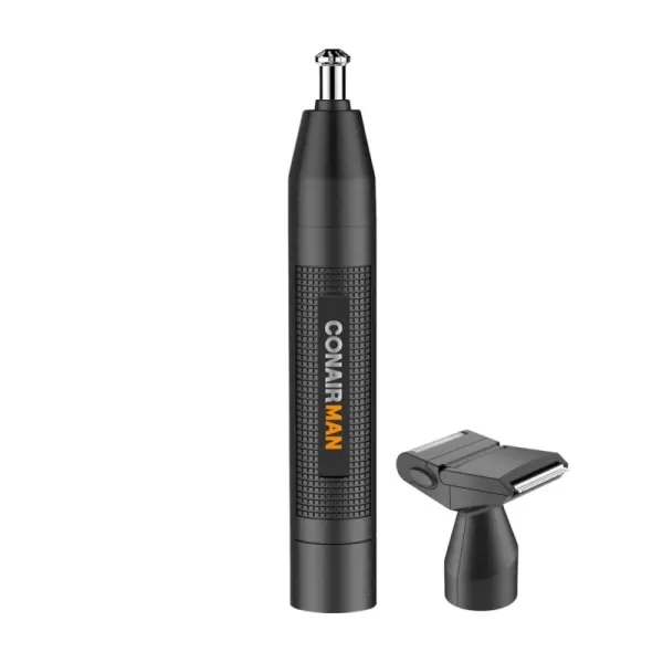 ConairMan Nose Hair Trimmer for Men, For Nose, Ear, and Eyebrows, Patent 360 Bevel Blade for No Pull, No Snag Trimming Experience, Cordless Trimmer 5 piece Set with Professional Metal Handle