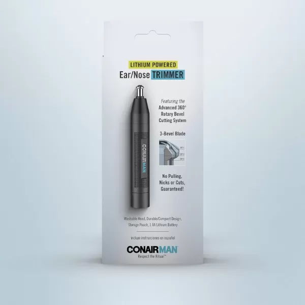 ConairMan Nose Hair Trimmer for Men, For Nose, Ear, and Eyebrows, Patent 360 Bevel Blade for No Pull, No Snag Trimming Experience, Cordless Trimmer 5 piece Set with Professional Metal Handle