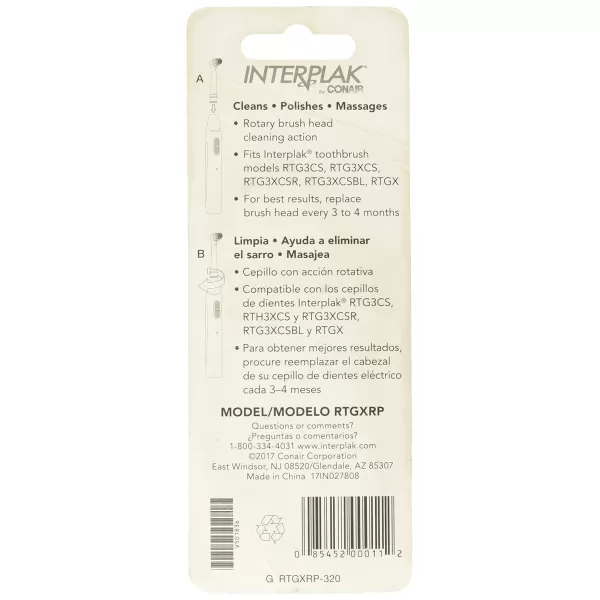 Interplak by Conair OptiClean Replacement Power Plaque Remover Brush Heads