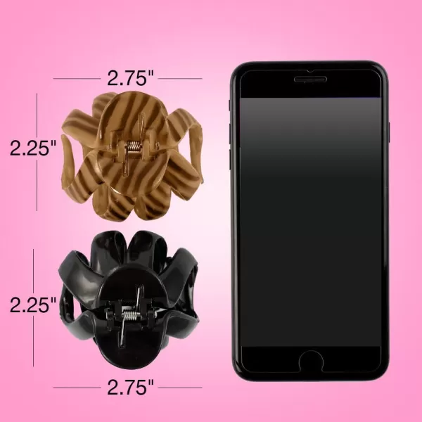 Scunci by Conair No-Slip Grip All Day Hold, Magic Hinge, Claw Hair Clip, Brown and Black, Packaging May Vary 
