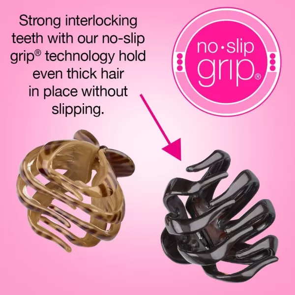 Scunci by Conair No-Slip Grip All Day Hold, Magic Hinge, Claw Hair Clip, Brown and Black, Packaging May Vary 