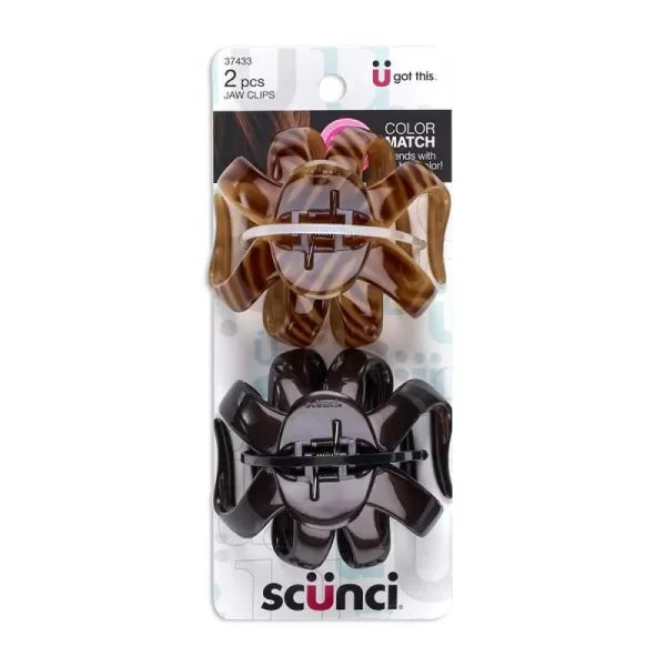 Scunci by Conair No-Slip Grip All Day Hold, Magic Hinge, Claw Hair Clip, Brown and Black, Packaging May Vary 