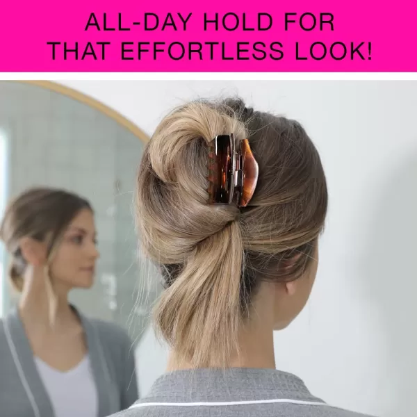 Scunci by Conair No-Slip Grip All Day Hold, Magic Hinge, Claw Hair Clip, Brown and Black, Packaging May Vary 