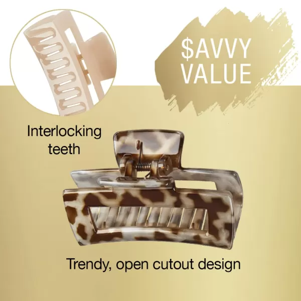 Scunci by Conair No-Slip Grip All Day Hold, Magic Hinge, Claw Hair Clip, Brown and Black, Packaging May Vary 