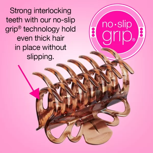 Scunci by Conair No-Slip Grip All Day Hold, Magic Hinge, Claw Hair Clip, Brown and Black, Packaging May Vary 